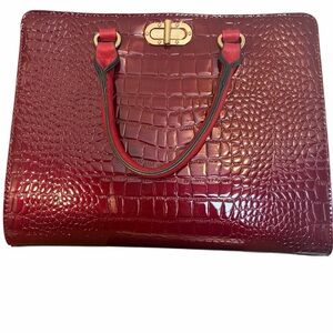 Dasein Vegan Leather Red Satchel